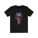 Patriotic American Flag Skull Short Sleeve Shirt.