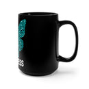 Graceful Resilience: Black Ceramic Butterfly PTSD Design 15oz Mug