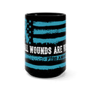 Black Ceramic 15oz Mug with PTSD Design All Wounds Are Visible