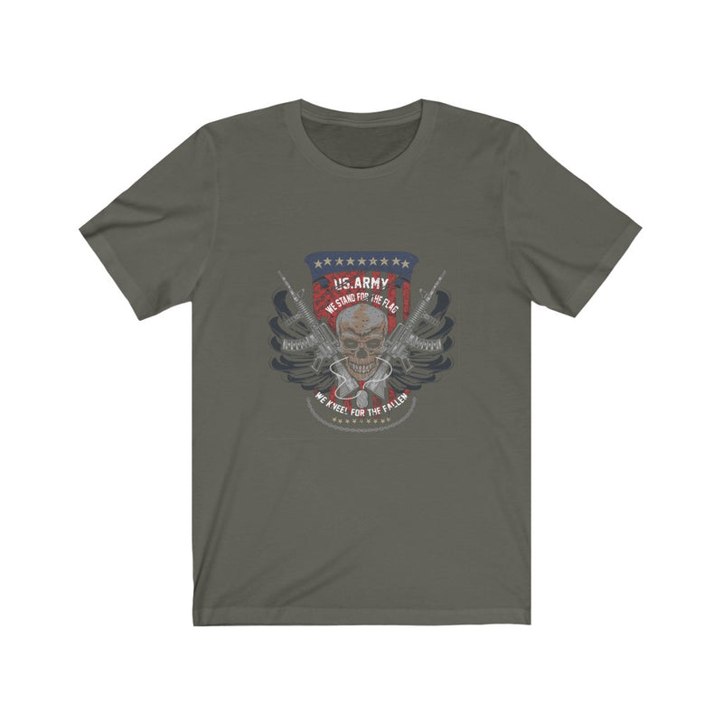US Army Stand For The Flag Kneel For The Fallen Unisex Short Sleeve Shirt.
