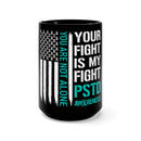 American Flag Veteran: PTSD Awareness Black Mug 15oz - Honoring Heroes