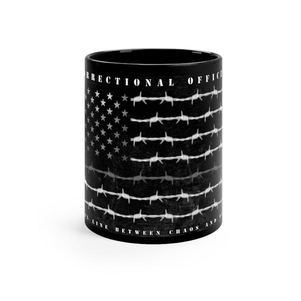 Correctional Officer Coffee Mug-Thin Gray Line Barbed Wire Flag Coffee Cup.