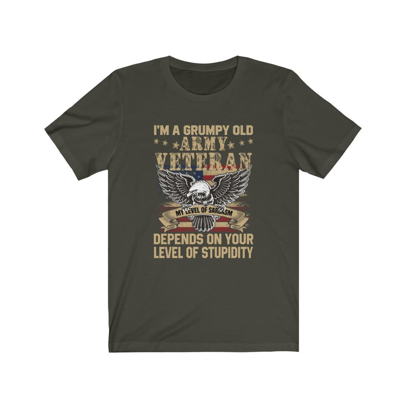 US Military I'M A Grumpy Old Army Veteran Unisex Short Sleeve Shirt.