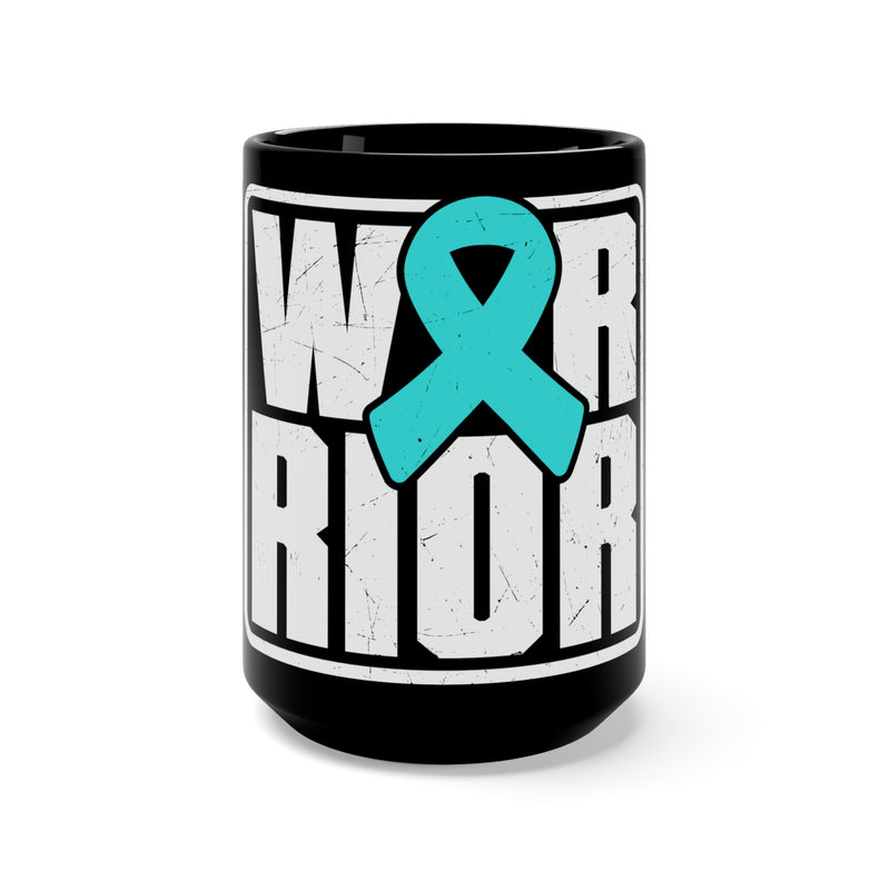 Show Strength with the Warrior PTSD Awareness 'I Wear Teal' Black Mug - 15oz