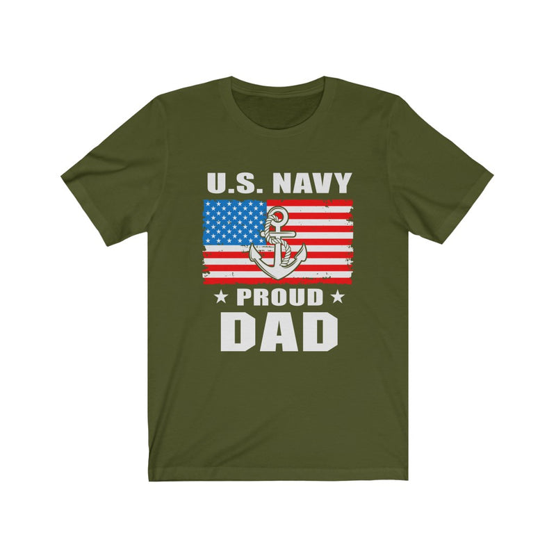 US Military Navy Force Proud Dad Veteran Unisex Short Sleeve Shirt.