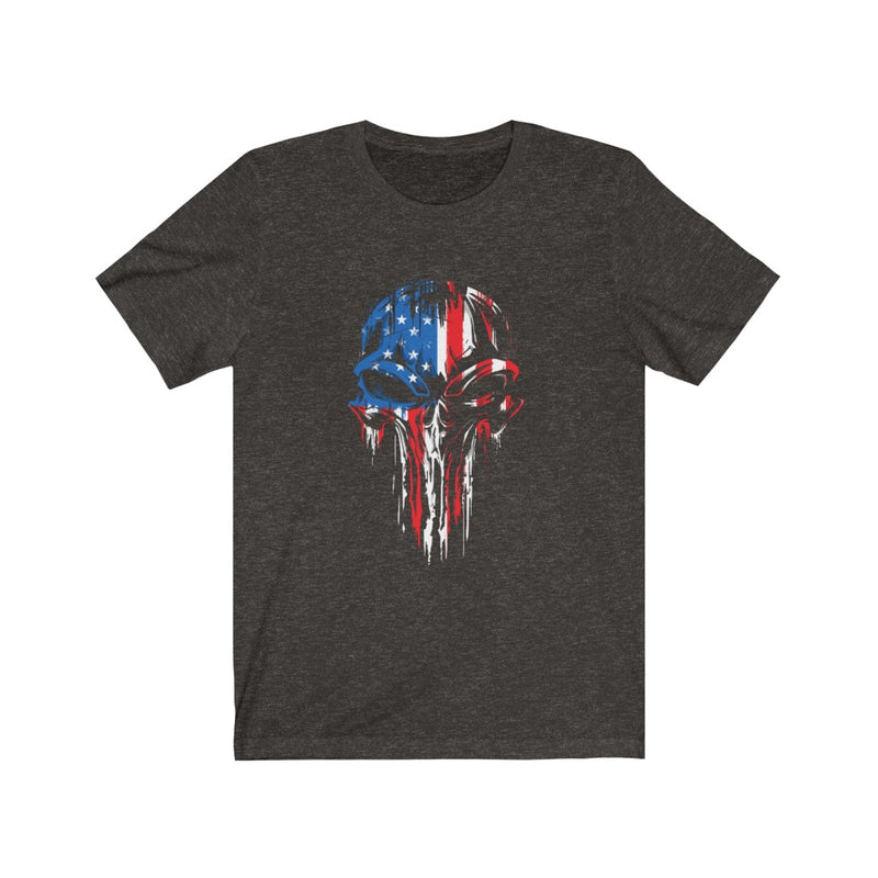 Patriotic American Flag Skull Short Sleeve Shirt.
