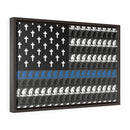 Praying Police Officer Flag Frame Canvas-Kneeling to pray State Trooper Flag Canvas-Praying Kneeling Deputy Canvas.