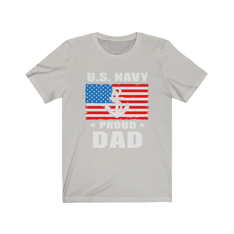 US Military Navy Force Proud Dad Veteran Unisex Short Sleeve Shirt.
