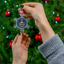 State Trooper Bulldog Christmas Police Bear Pewter Snowflake Christmas Ornament-.