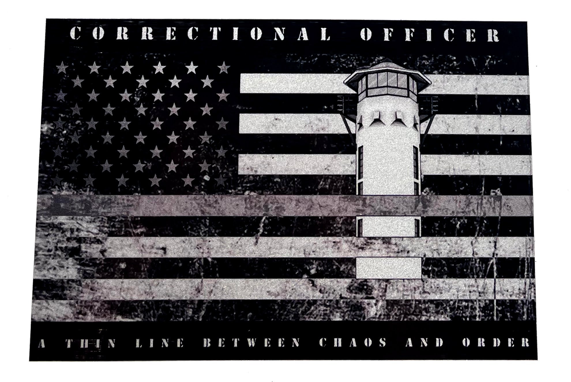 A Thin Line Between Chaos And Order Decal-Correctional Officer Flag Wi