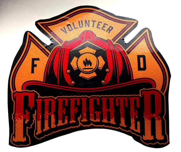 Volunteer Firefighter Decal-Volunteer Fireman Helmet.