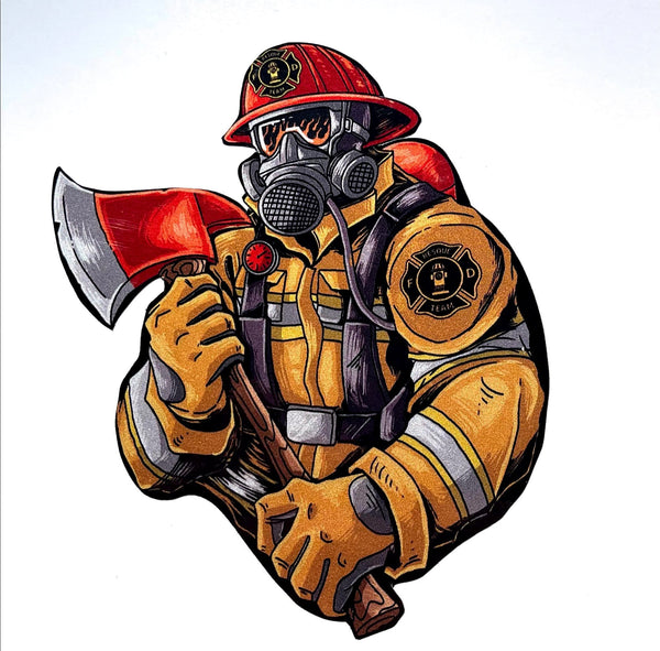 Firefighter On Scene Decal-Fireman With Ax.