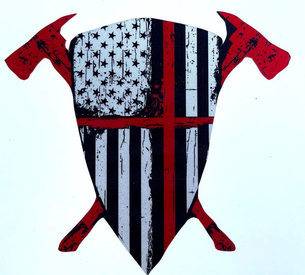 Firefighter Banner Decal-Fireman Medieval Crest.