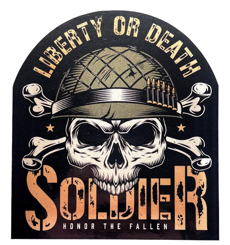 Liberty Or Death Decal- Combat Helmet Skull With Crossbones.