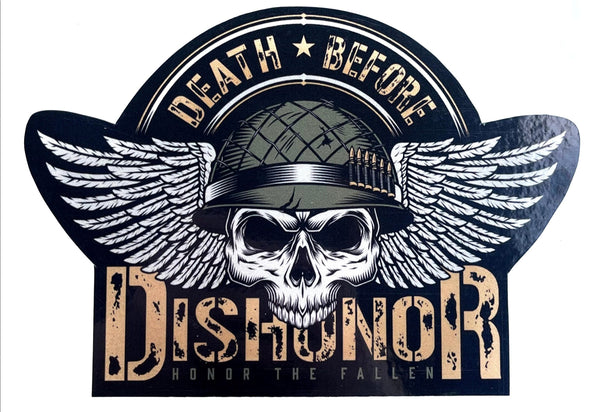 Death Before Dishonor Decal-Combat Helmet Skull With Wings.