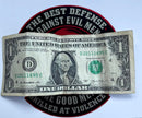 The Best Defense Against Evil Men Are Good Men Skilled at Violence Decal-Beret Skull Knife in Mouth.
