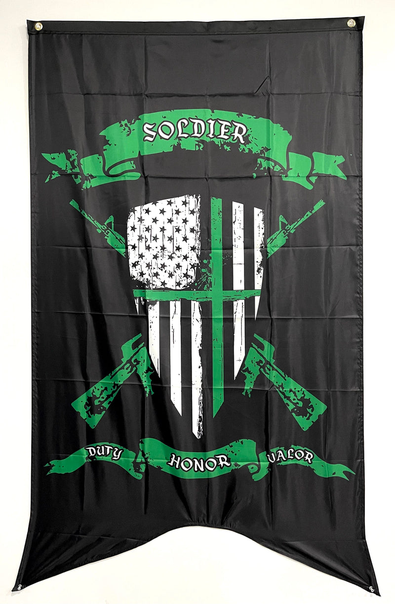 Soldier Flag-Medieval Crest-Duty Honor Valor.