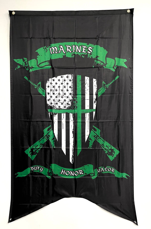 Marines Flag-Medieval Crest-Duty Honor Valor.