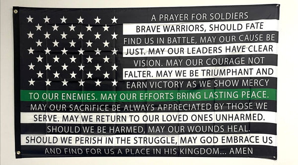 Soldier's Prayer Flag-Thin Green Line Prayer Flag-A Prayer For Soldiers.