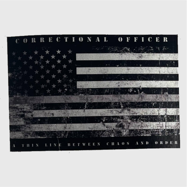 Correctional Officer Gifts Door Mat Thin Grey Line with American