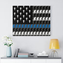 Praying State Trooper Thin Blue Line Prayer Flag-Praying Police Officer Canvas-Praying Sheriff Deputy.