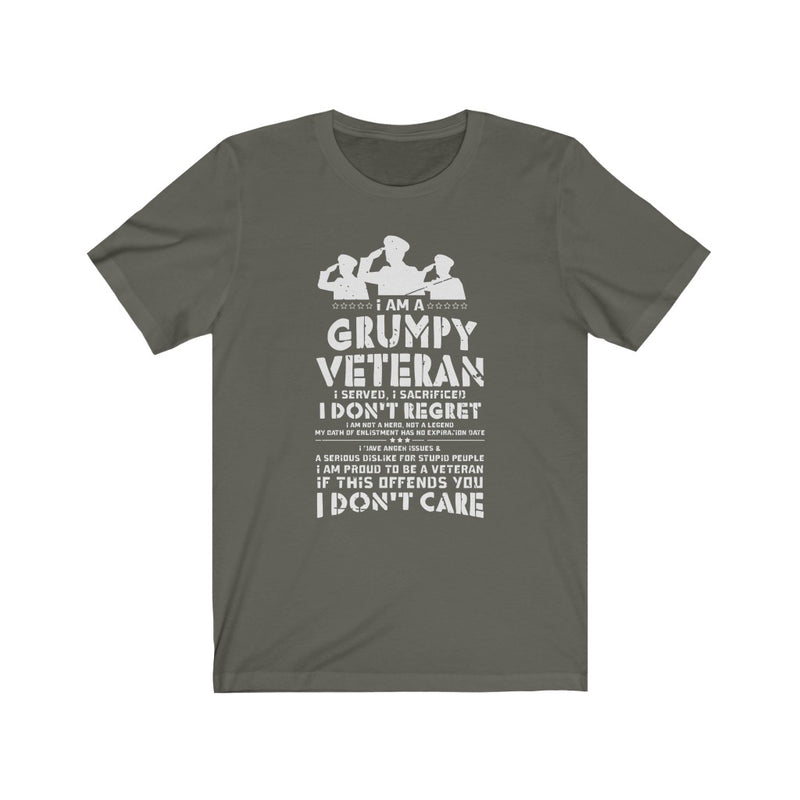 US Military I'M A Grumpy Veteran I Don't Care Unisex Short Sleeve Shirt.