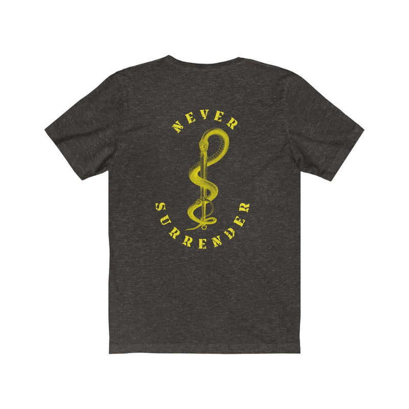No Surrender T-Shirt-Yellow Snake Eating Sword.