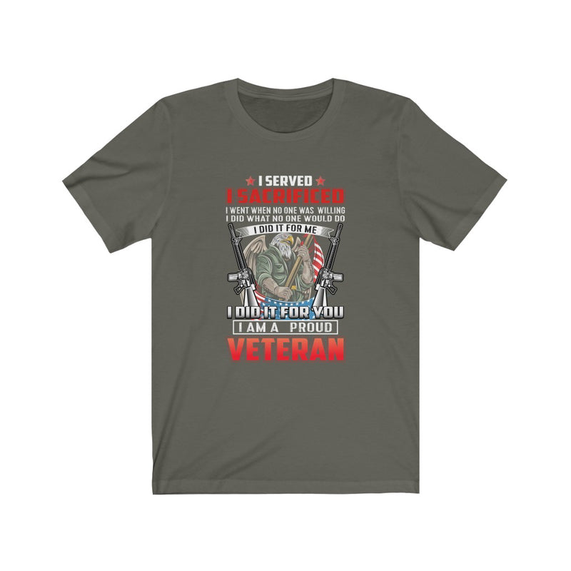 US Military I'M A Proud Veteran Unisex Short Sleeve Shirt.