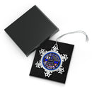 Thin Blue Line American Flag Pewter Snowflake Ornament.