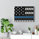 Praying State Trooper Thin Blue Line Prayer Flag-Praying Police Officer Canvas-Praying Sheriff Deputy.