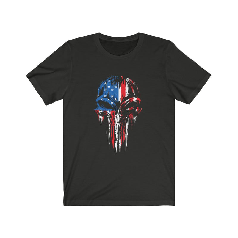 Patriotic American Flag Skull Short Sleeve Shirt.