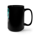 PTSD Awareness Teal Ribbon Distressed US Flag Black Mug - 15oz