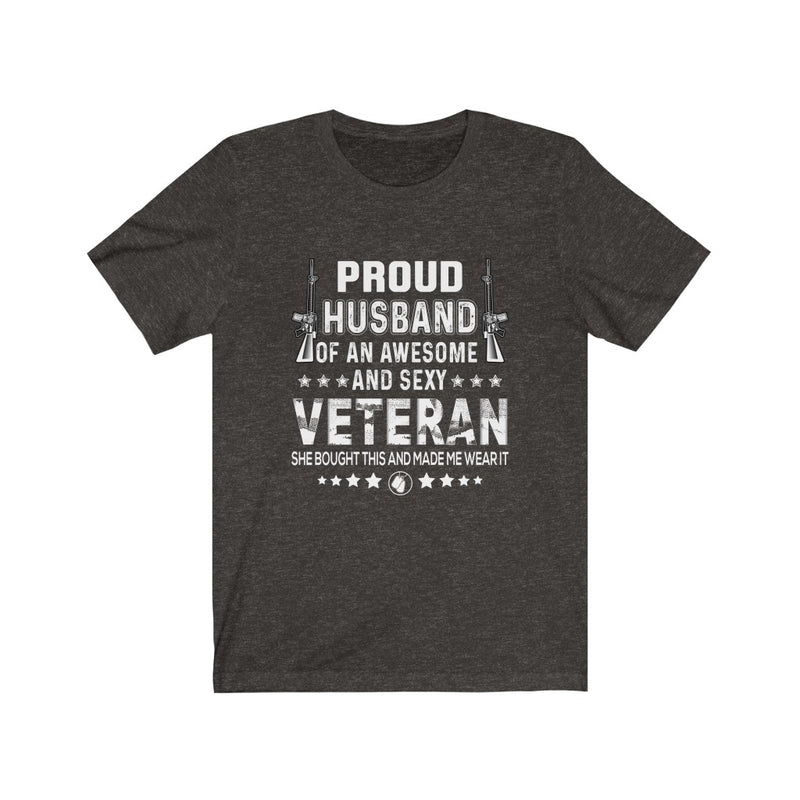 US Military Proud Husband An Awesome Unisex Short Sleeve Shirt.