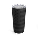 Black Flag-No Mercy-Black American Flag Tumbler.