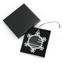 Praying Police Officer Pewter Snowflake Christmas Ornament-.