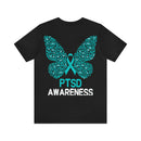 Elevate Awareness with the Butterfly Teal Ribbon 22 PTSD Unisex Tee