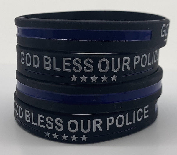 God Bless Our Police Thin Blue Line Bracelet.