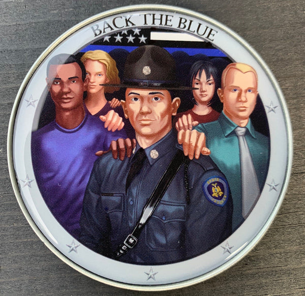 Back the Blue State Trooper Police Coin-White Male