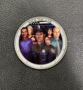 Back The Blue Police Officer Challenge Coin-Black Male