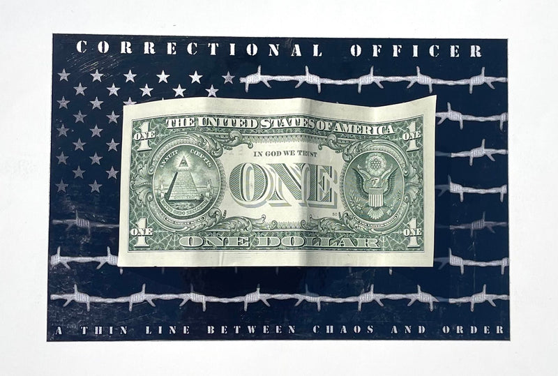 A Thin Line Between Chaos And Order Decal-Correctional Officer Flag With Barbed Wire.