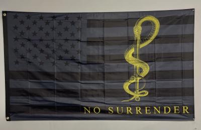 Black American Flag-Snake Eating Sword-No Surrender.