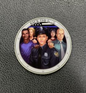 Back The Blue Police Officer Challenge Coin-White Female
