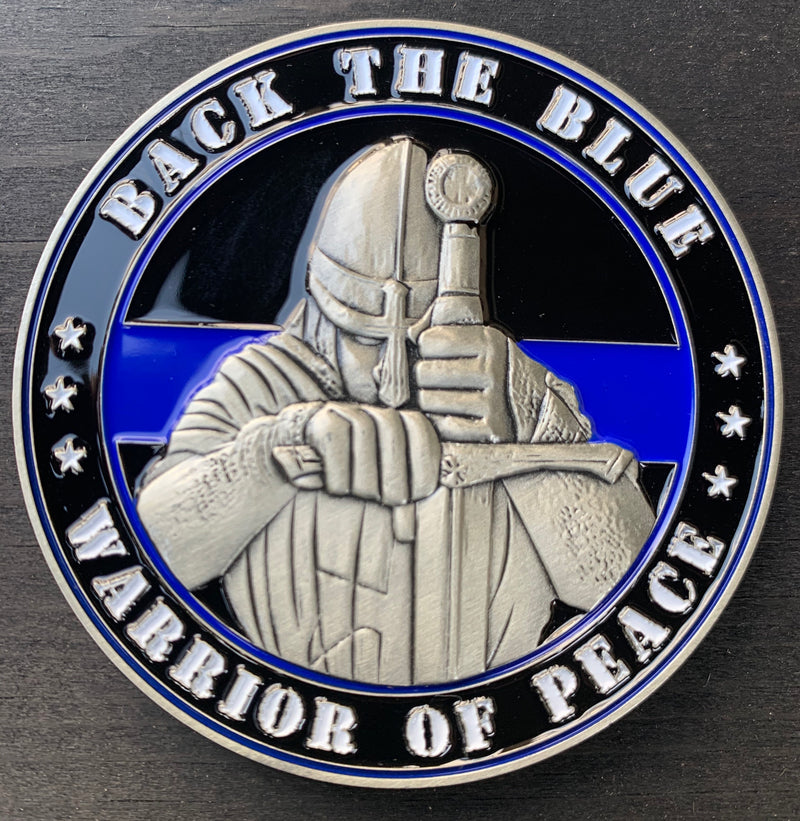 Back The Blue Challenge Coin-Warrior of Peace.