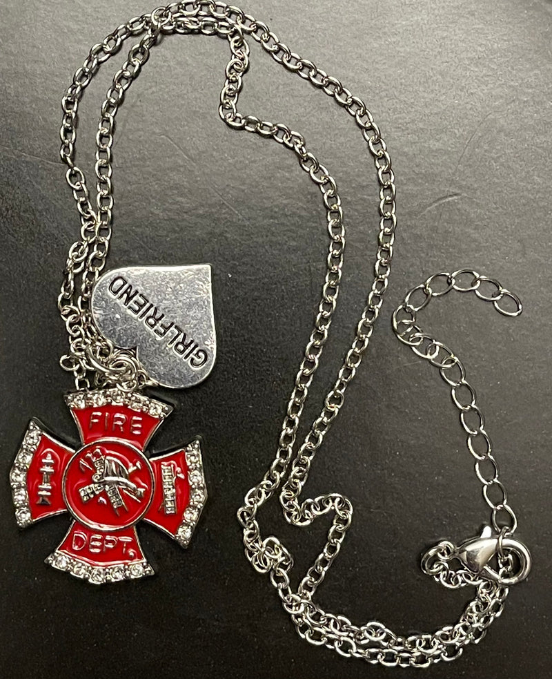 Firefighter Necklace-Thin Red Line Girlfriend Necklace.