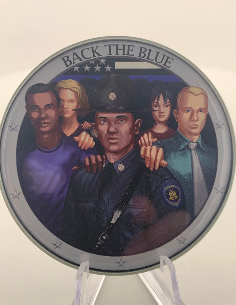 Back The Blue State Trooper Challenge Coin-Black Male.