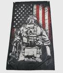 Military Flag-Soldier Flag-Soldier Facing American Flag.