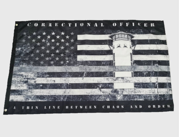 Distressed Correctional Officer Thin Gray Line Flag-Guard Tower.