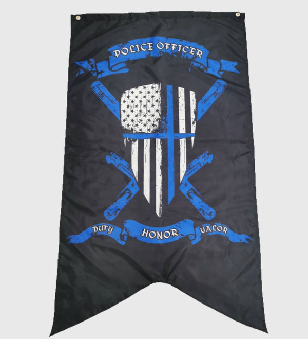Police Officer Flag-Police Officer Banner-Medieval Crest.
