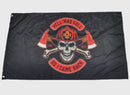 Firefighter Flag-Fireman Skull and Cross Axes-Hell was Full.