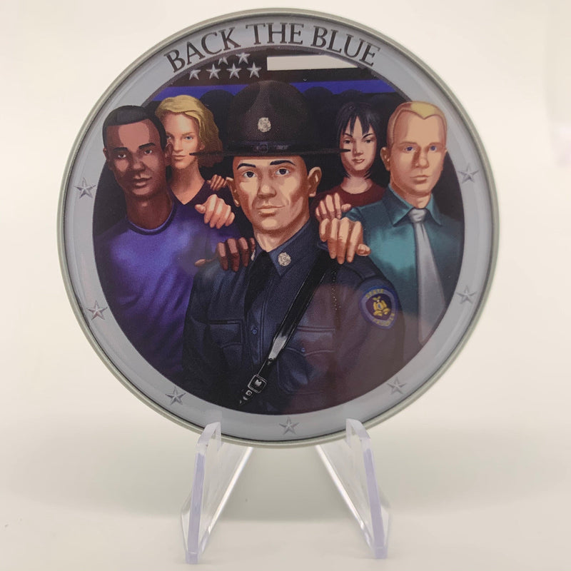 Back the Blue State Trooper Police Coin-White Male.